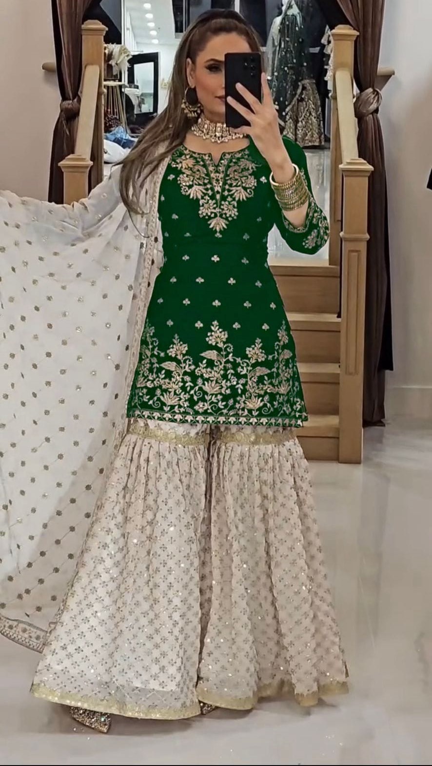 Georgette Embroidered Sharara Suit with Dupatta